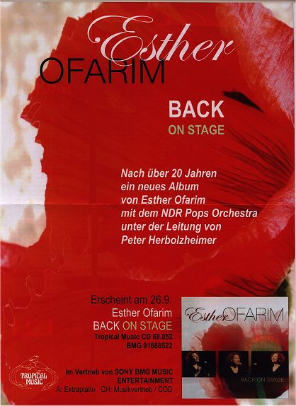 Werbeplakat Esther Ofarim - Back on stage