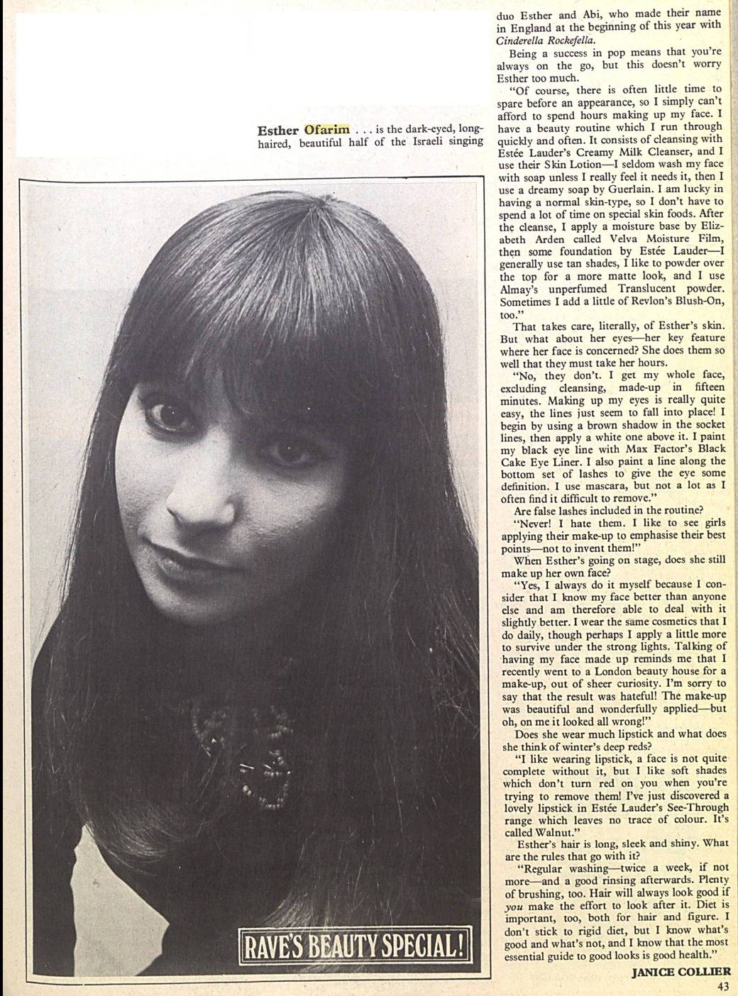 Esther Ofarim's make-up tipps, taken from Pick of the Pops, November 1, 1968